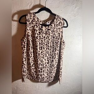 CABI sleeveless top animal print cutout layer piece workwear business casual M